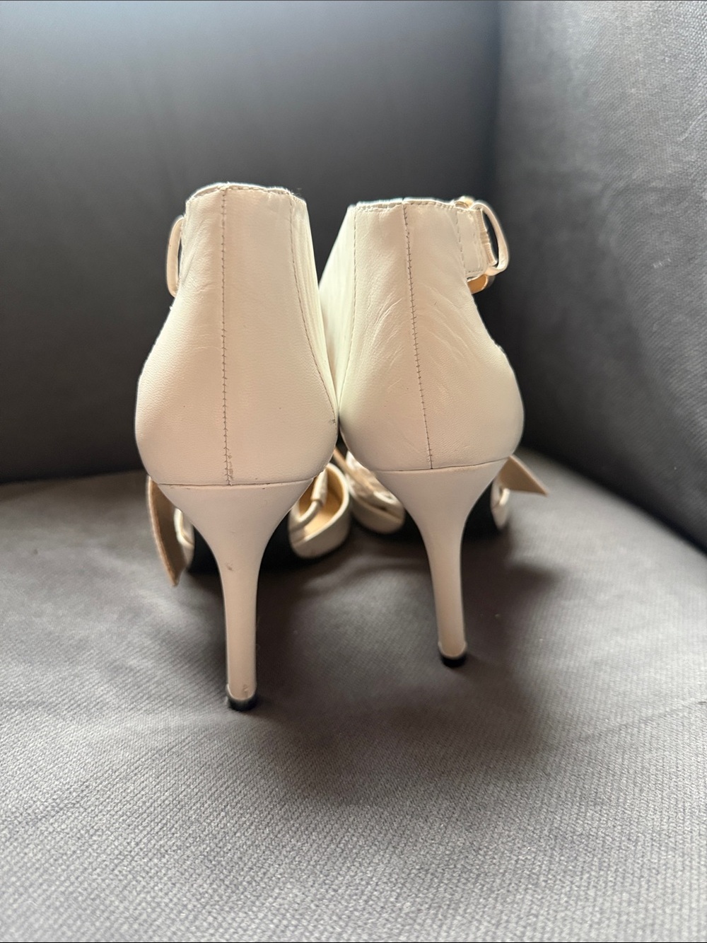 Nine West White Pointed Toe Ankle-Strap Stiletto Heels - Picture 3 of 6